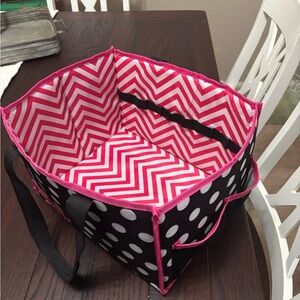 Pampered Chef Pink Chevron & Black Polka Dot Tote Organizer